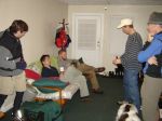 Several challengers discuss the next day's adventure ride plans.