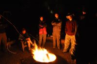 Several challengers listen intently to one of Kip Smith's many stories.