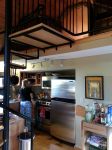 The compact kitchen in our cabin