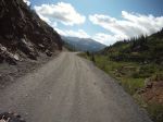 Looking back down Gothic Rd - vertical drop at right