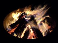 Ceremonial bonfire in full glory.